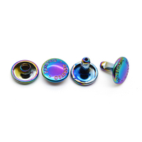 Logo personnalisé arc-en-ciel tête de champignon rivets creux bouton pression tête rivet de vêtement rivets en laiton à double capuchon pour le cuir