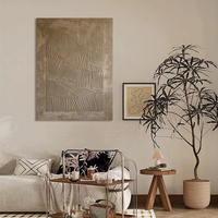 Peinture à l'huile abstraite géométrique 3D à lignes verticales, en plâtre, à impasto épais, 4 couleurs, style Wabi Sabi, Art déco minimaliste, Art mural