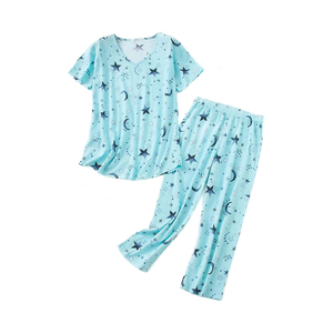 Camisón de Verano para Mujer, Tela de Peso Medio, Mezcla de Algodón y Viscosa Transpirable, Diseño Versátil, Ropa de Dormir, Cintura Elástica - Product Image 1