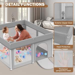 Box Portatile Pieghevole per Bambini con Porta di Accesso Base Antiscivolo Resistente Area Giochi Recinzione di Sicurezza - Product Image 3