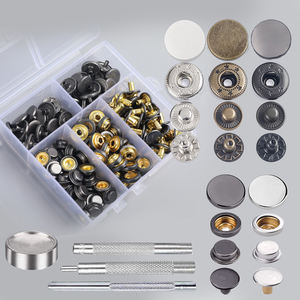 160pcs Per Pack <strong>Metal</strong> Snap Fasteners <strong>Button</strong> Press Studs Installation Tools Kits for Leathercraft Clothes &amp; Garment Bags - Product Image 1