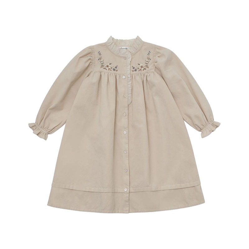 Apricot embroidered dress in stock