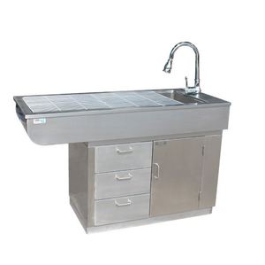 Table de préparation vétérinaire ADZIA avec armoires de rangement, table de toilettage pour animaux de compagnie en acier inoxydable, station de traitement médical pour clinique - Product Image 3