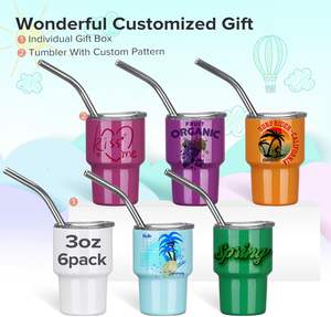 Mini-gobelet à shot avec paille et couvercle en acier inoxydable, pour whisky et vin, 3 oz, verres à shot pour sublimation - Product Image 3