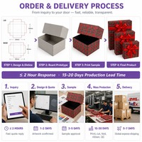 Ensemble de boîtes cadeaux personnalisables avec couvercle et base à carreaux rouges, plusieurs tailles, ruban en satin et nœud papillon, emballage pour expédition