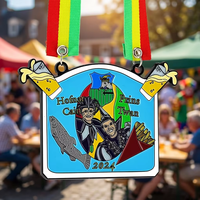 Médaille de Carnaval Personnalisée en Alliage de Zinc Émaillé 3D, Thèmes Bière, Frites, Poisson, pour Tournoi Sportif de l'Association Prins Twan Hofnar Cain