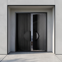 Porte d'entrée double à battants latéraux en aluminium moulé moderne pour projets résidentiels de luxe