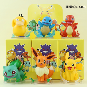 Anime Trendy Blind Box Cartoon Cute Pokémon Pikachu Charmander Gengar Mystery Box PVC Action Figure Giocattoli Decorazione Auto Torta Regali - Product Image 3