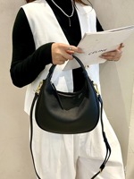Sac demi-lune en bambou, sac souple en cuir PU souple, sac fourre-tout souple pour femme, sac en cuir Togo