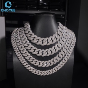 Collar de Cadena de Plata 925 con Baño de Rodio y Moissanita para Hombre, con Logotipo Personalizado, Corte Brillante Redondo, Microincrustaciones, Estilo Hiphop - Product Image 5