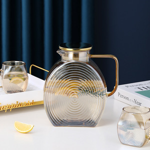 ชุดเหยือกน้ำแก้วสำหรับใช้ในบ้าน ทนความร้อนสูง ดีไซน์สไตล์ชนบท ลายเส้นน้ำแข็ง - Product Image 5