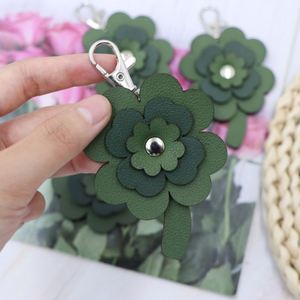 Four Leaf Pu Leather Lucky Clover Keychain Handbag Bag Charm Perfect <b>Gift</b> for Women and Friends - Product Image 6