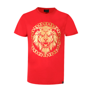 Magliette rosse da uomo casual leone alla moda con logo personalizzato stampato per l'uso quotidiano - Product Image 1