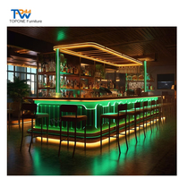 Bar moderne personnalisé de luxe avec comptoir de bar de club de lumière LED en métal salon d'hôtel comptoir de bar de pub commercial