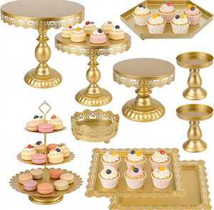 Support à gâteau détachable LANJO en fer doré, ensemble de présentation de desserts, support à cupcakes à plusieurs niveaux, plateau à fruits, bonbons, beignets, plateau de service en forme de tour - Product Image 2