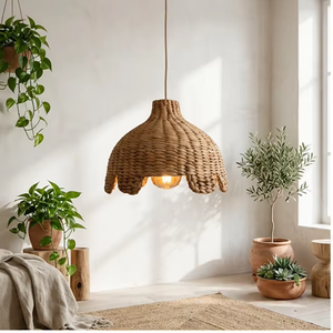 Woven Bamboo Rattan Pendant Lightshade Natural Wabi Sabi Decorative Hood Bedroom China Ceiling Lamp For Sale - Product Image 1