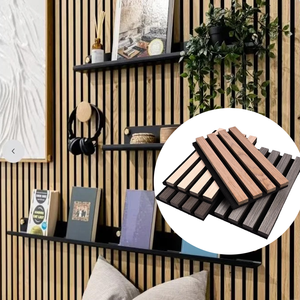 Panel Acústico Insonorizante de Poliuretano con Diseño de Esponja, Absorción de Sonido Eficaz, Panel de Madera MDF, Nogal Negro, Roble Rojo, Teca - Product Image 2