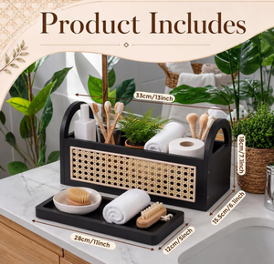 Cestino portaoggetti da bagno rettangolare rustico di <span class=keywords><strong>alta</strong></span> qualità in legno per <span class=keywords><strong>WC</strong></span>, organizer da bagno - Product Image 3
