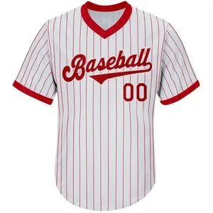 Maillots de baseball en gros OEM vierges pour sublimation, entièrement brodés, col en V - Product Image 1