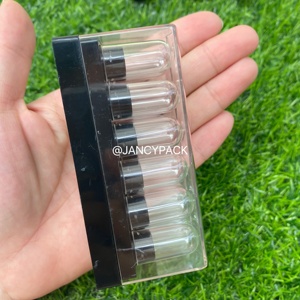 12ピース/セットミニ小サンプル丸型リップバームセットボックスクリアプラスチック口紅チューブ容器黒口紅チューブテスト用 - Product Image 6