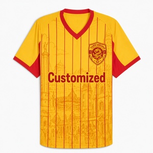 Maillot de football rayé rouge et jaune personnalisé avec logo et nom, séchage rapide, pour hommes et femmes, club, école, fan, équipe de football - Product Image 3