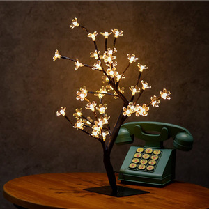 Cerisier avec 48 LED en forme de bonsaï, fleur de cerisier, en PVC transparent, avec câble ue/US, pour décoration de noël, maison, nouveauté 2020 - Product Image 5