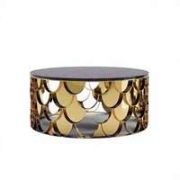 Table basse de luxe moderne convertible et extensible en acier inoxydable doré en forme d'écailles de poisson pour la maison, l'hôtel, le salon, le café