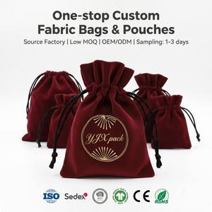 Bolsa de Joyería de Terciopelo de Lujo Personalizada, Bolsa con Cordón, Mini Pochette Suave de Terciopelo, Embalaje de Regalo Personalizado para YJX Pack - Product Image 1