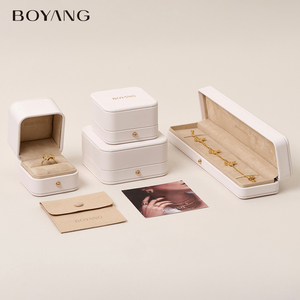 Scatola per Set di Gioielli Boyang, Confezione per Collana, Bracciale, Orecchini e Anello, Scatola di Lusso in Pelle PU con Logo Personalizzato - Product Image 3