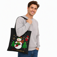 Sacs fourre-tout en toile personnalisés pour Noël, avec poches, impression sérigraphique, motif de dessin animé, couleur personnalisée, carré, OEM pour les détaillants