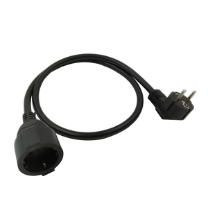 Câble d'extension d'alimentation mâle-femelle coudé type F Schuko UE, H05VV-F 3G2.5mm², 16A 250V AC, 1m - Product Image 1