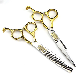 Tijeras de Peluquería de Acero Inoxidable con Mango Dorado de 6.0 Pulgadas, Sostenibles, para Corte de Cabello, Flequillo Recto y Adelgazamiento - Product Image 1