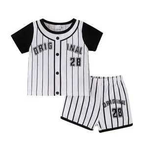 Wholesale Hot Selling Boys' Clothing Summer Stripe Short Sleeve Set Casual Outdoor Sports Two Piece Set for Little Boys