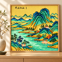 Kit de Peinture Diamant Paysage Chinois Mille Li KS Craft – Perforation Spéciale Montagne et Rivière – Art Diamant DIY pour Décoration Murale et Maison