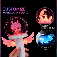Bâton lumineux LED en plastique personnalisé en forme d'ailes d'ange, tête rotative à 360°, 15 couleurs, style ROMANCE portable, logo OEM, concert Kpop, réunion de fans