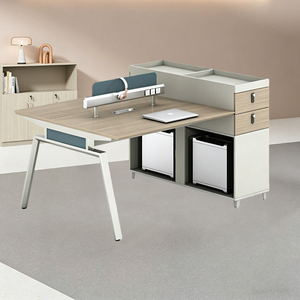 Bureau de direction moderne de luxe avec armoire haute, design de cabine, mobilier de bureau de secrétaire, table d'ordinateur pour deux personnes - Product Image 3