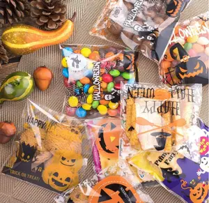 100 Pieces Halloween Candy Bags Cookie Treat Bags Cellophane Gift Bags for Halloween Party Supplies Candy Snack Packing
