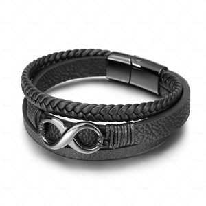European American Vintage Cross-Border Unisex Men's Women's Handwoven Rope Cowhide 8-Figure Magnetic Stainless Steel Hot Selling - Product Image 2