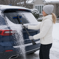 Brosse à neige télescopique en mousse à poils rigides avec manche en fer et grattoir à glace ABS pour pare-brise de voiture – Idéale pour l'hiver
