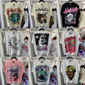 2024 1:1 moda Popular algodón suelto transpirable de gran tamaño Camiseta de manga corta cuello redondo Vintage Unisex HellStar Tee