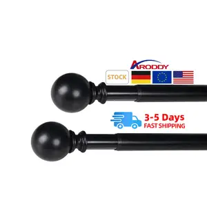 ARODDY Outdoor Modern Windows Curtain Rods 66 To 120 Inch Black Heavy Duty Drapery Rods With Adjustable Curtain Rods Set