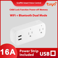 Prise US 16A Tuya WiFi Smart Double Prise USB Compatible Google Home Alexa Adaptateur de Prise 2-Ac IP33 Étanche Anti-Sabotage