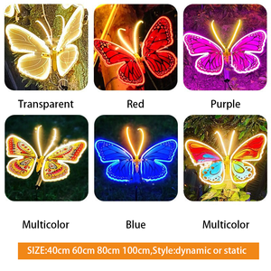 إضاءة خارجية ديناميكية على شكل فراشة مضيئة، إضاءة زخرفية لشجرة الحديقة في عيد الميلاد، إضاءة محاكاة لفراشة كبيرة - Product Image 5