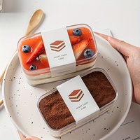 Vente en gros Récipient d'emballage de gâteau en plastique PS carré transparent Tiramisu Boîte d'emballage de pâtisserie à dessert avec couvercle