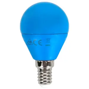Bombilla LED G45 Azul E14 4W, eficiente y decorativa; ideal para ambientar espacios y ahorrar energía. - Product Image 1