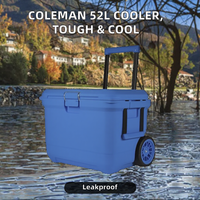 Glacière Coleman 52L 55QT Neptune Blue, étanche, matériaux robustes pour usage intensif, maintien de la température élevée