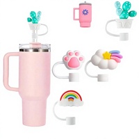 Capuchons de paille réutilisables en silicone (lot de 4) pour gobelets et tasses à boire, compatibles avec les pailles.