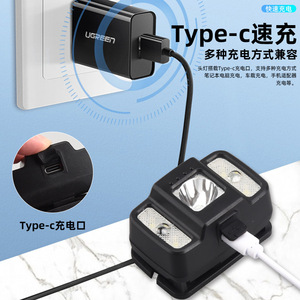 Smart Charging Wave Activated Three <b>Light</b> Source <b>Sensor</b> Headlamp Rechargeable <b>Battery</b> 100 199M Range Outdoor Fishing - Product Image 5