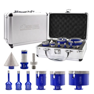 9pcs/1 bộ chân không brazed M14 6 + 8 + 10 + 35 + 50 + 68mm Kim Cương khoan lõi Bit Kit & 2 ''vát chamfer & 20mm ngón tay phay bit - Product Image 2