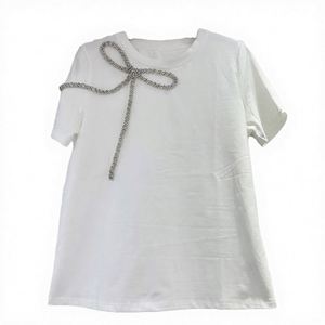 Camiseta asimétrica con lunares para mujer, cuello halter, corte ajustado, manga corta, top corto informal y lindo. - Product Image 3